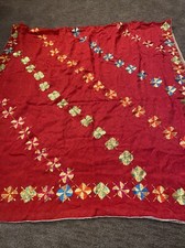 Women's sheer Embroidered Dupatta wrap shawl stole 88in  43 in Red