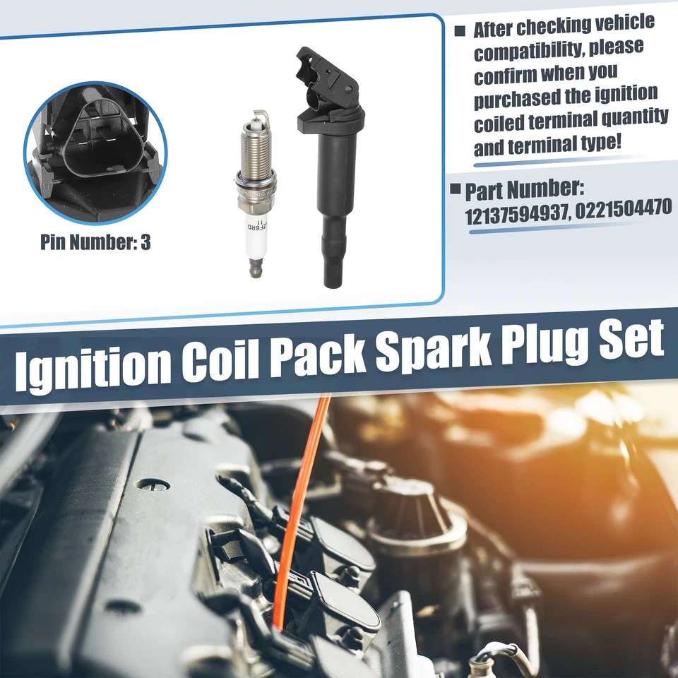 Juego de bobinas de encendido y bujías Kit de paquetes de bobinas de bujías para BMW 3,0 L Foto 2 de 4