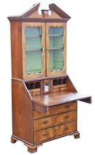 Antique Georgian Walnut Bureau Bookcase Quality 18th Century Display Cabinet