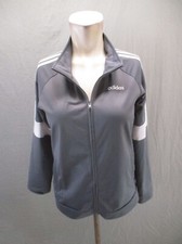 ADIDAS Size 14/16 Kids Unisex Gray Full Zip Stand Collar Pocket Track Jacket 798