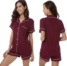SIORO Womens Pajama Set Burgundy Soft Size XL