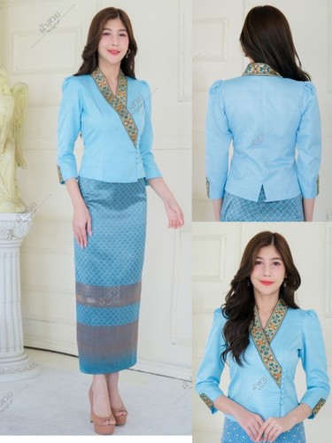 THAI/LAOS TRADITIONAL SILK BLOUSE AND SKIRT SET'S - CHEST SIZE 32" - 46" - Picture 24 of 40