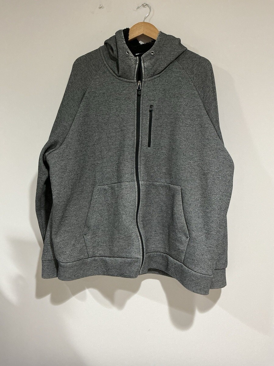 Men's 32 Degrees Heat Xxl Gray Zip Up Hoodie With Sherpa Lining | eBay