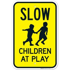 Slow Children At Play With Kids Playing Image Sign, Traffic Sign,