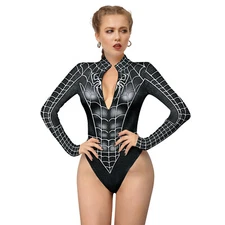 Black Venom Spider-man One Piece Jumpsuit Cosplay Swimsuit Woman Costume Party