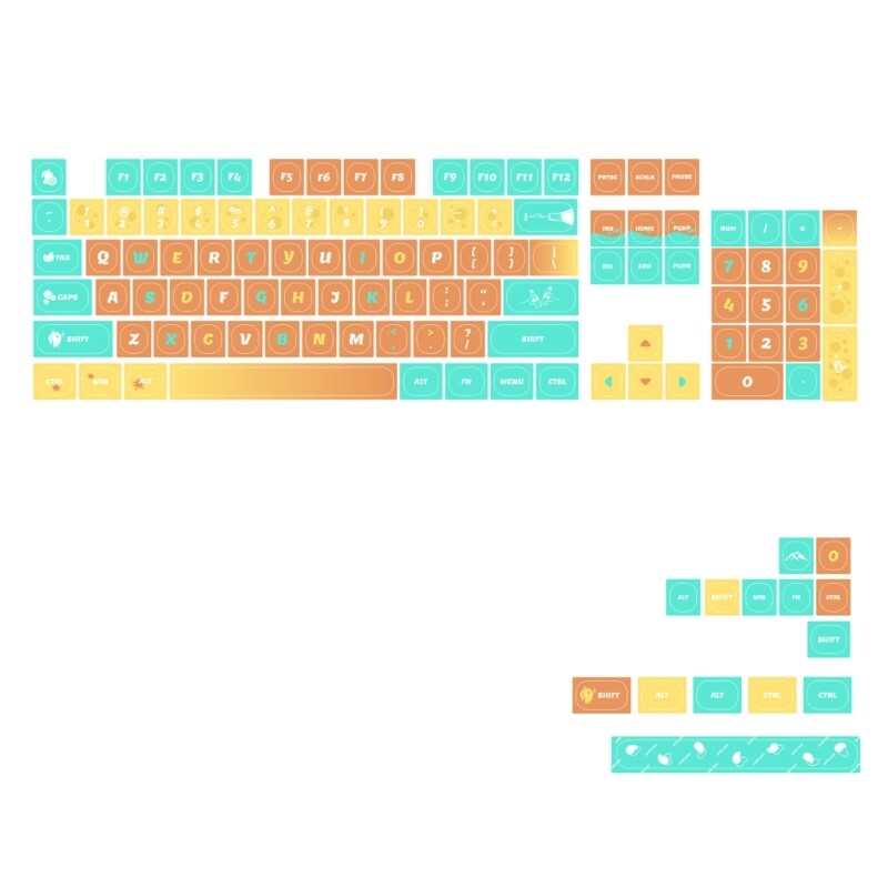 131Keys Cartoon Heat Sublimated Keycaps for Mechanical Keyboards – Adorable Design