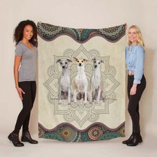 Funny Whippet Dog Mandala Floral Art Blanket Christmas Gift For Dogs Pet Lover