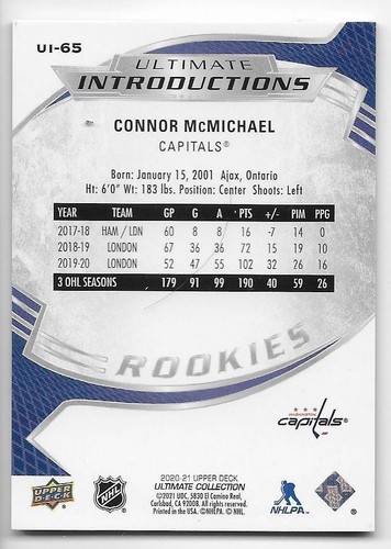 20/21 UD ULTIMATE COLLECTION INTRODUCTIONS GOLD #UI65 Connor McMichael #19/49 - Picture 2 of 2