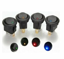 4x Round Black Rocker Switch ON / OFF Illuminated LED 12v 16A Dash Van Car Boat