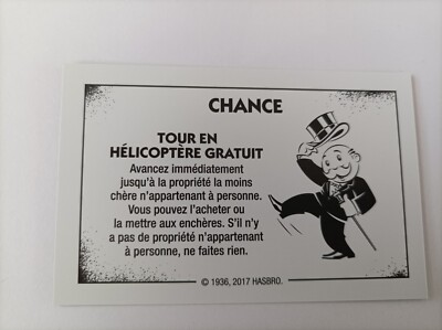 Glückskarte Helicopter Tour Monopoly Cheats Edition Hasbro Gaming #A28