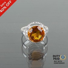 Valentines Deal Sterling Silver Citrine Stone November Wedding Band Ring Jewelry