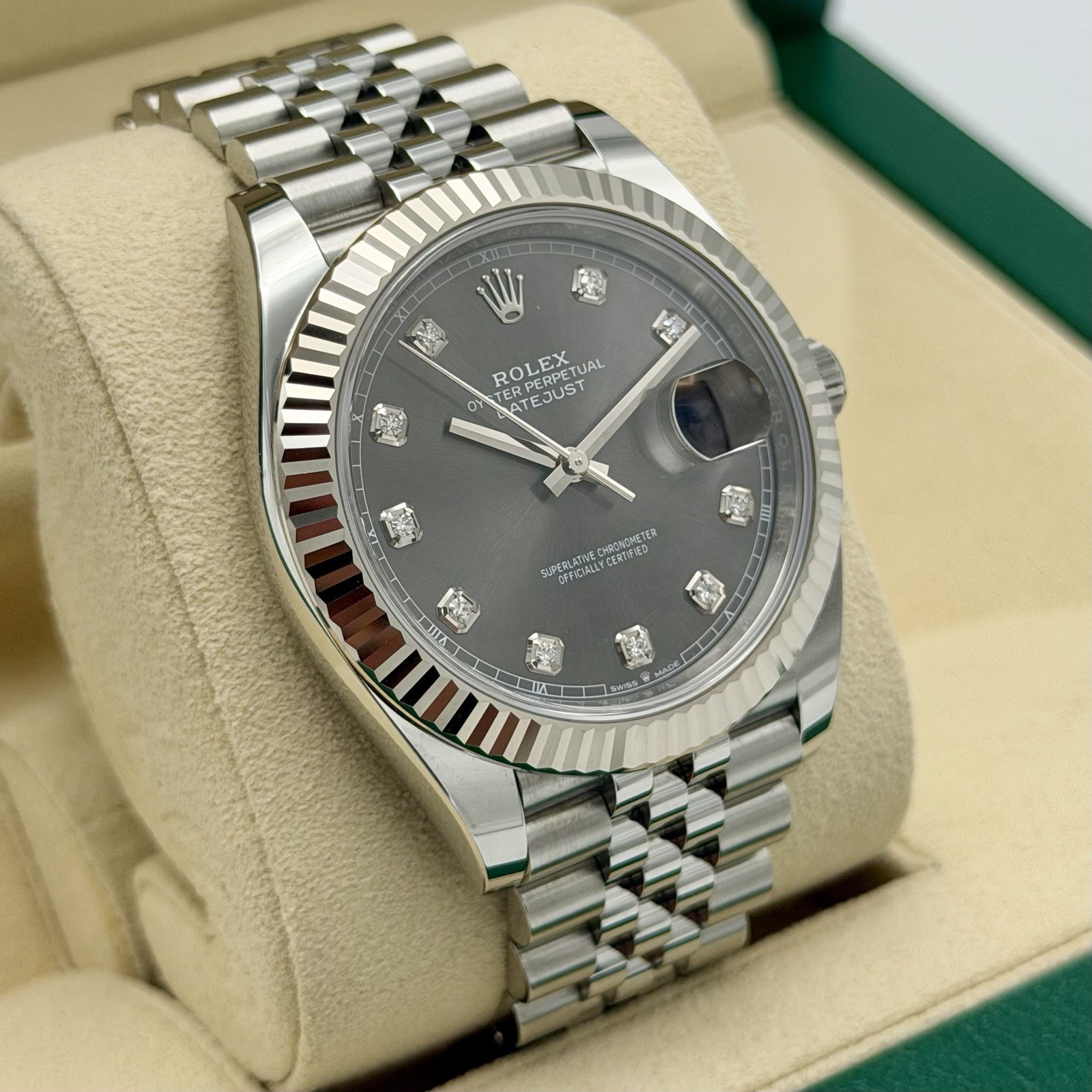 Rolex Datejust 41 126334 Rhodium Diamond Dial. 2020 Full Set Box Papers Mint image 2