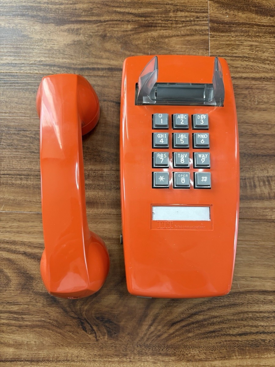 Vintage ITT Model 2554 Series ORANGE Push Button Touch Tone Wall