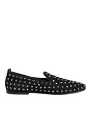 Dolce & Gabbana Black Crystal Embellished Loafers Dress Men's Shoes