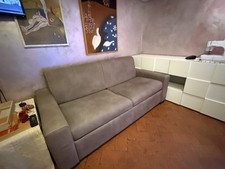 Divano letto 2 posti in tessuto verde/grigio 204x95x90 cm, max 140 cm