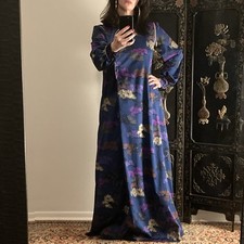 Vintage Christian Dior Silky Cheongsam Robe, Dressing Gown Size Small