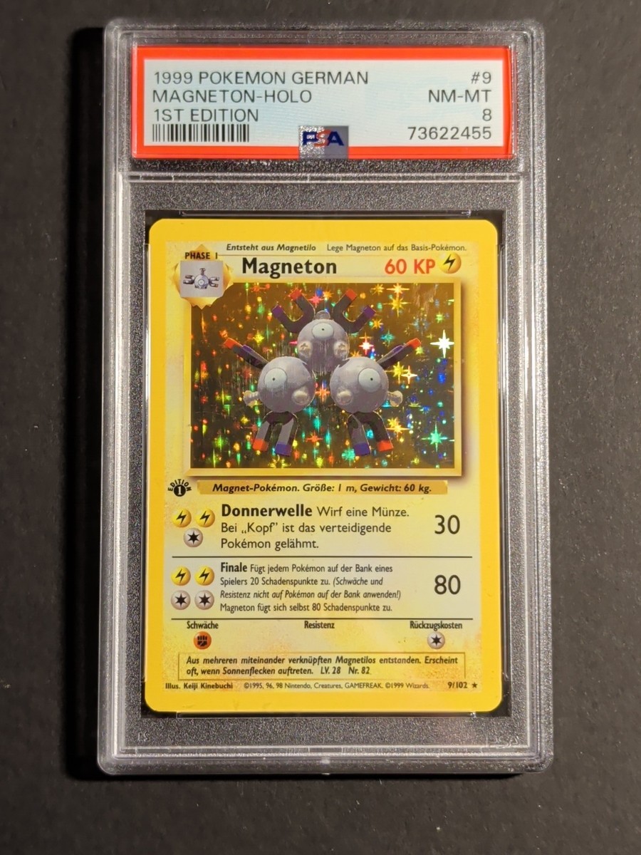 1999 Pokemon GERMAN 1st Edition Base Set Magneton Holo 9/102 PSA 8