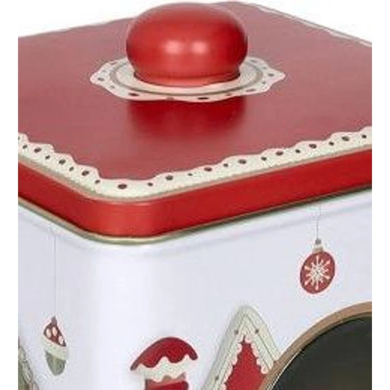 Barattolo Natale Latta con Oblò BRANDANI Villaggio in Festa Biscotti 13x13x17 cm, fotografia 7 di 9