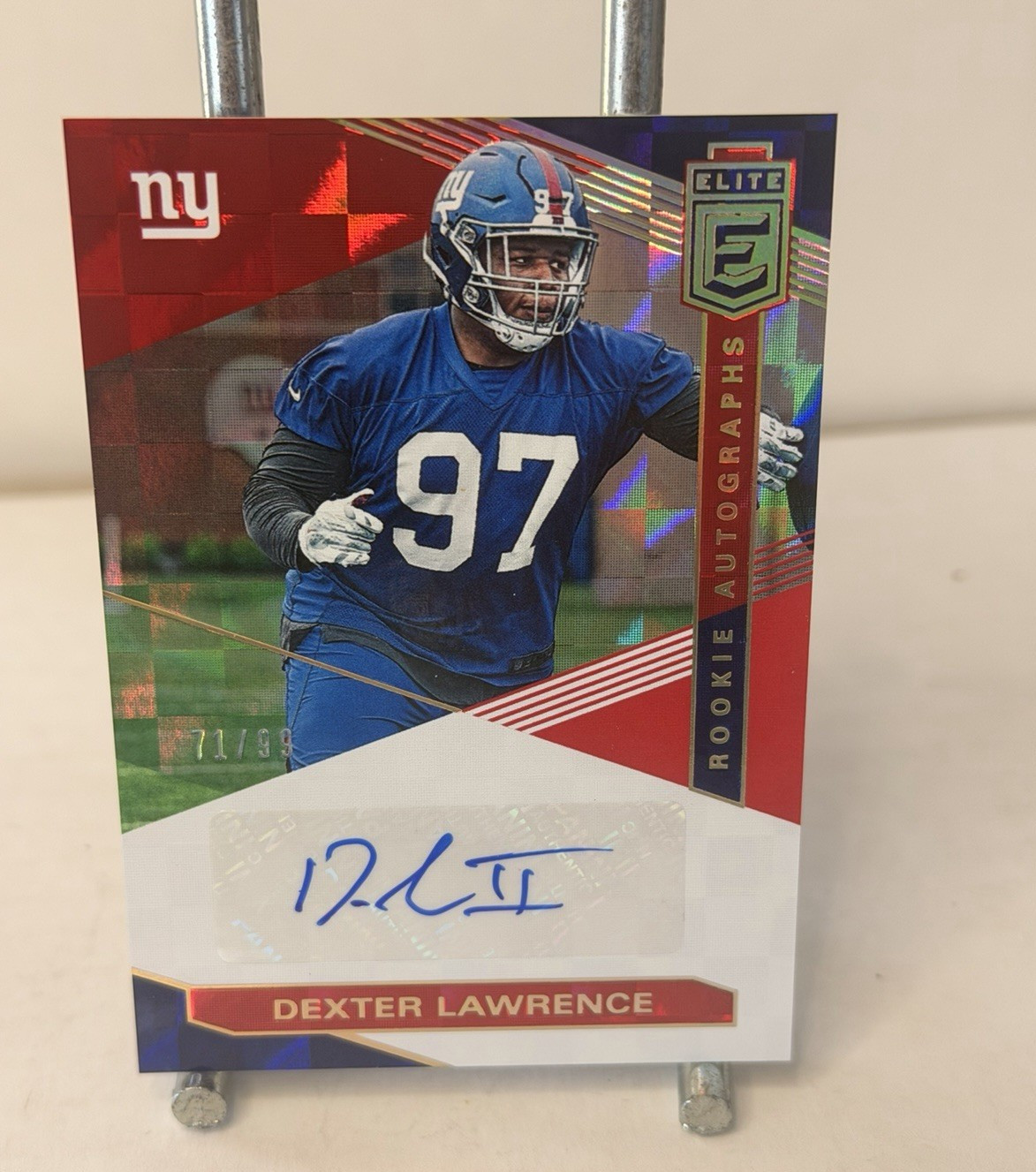 Panini 2019 Donruss Elite Rookie Auto Dexter Lawrence Giants RA-DL Red /99