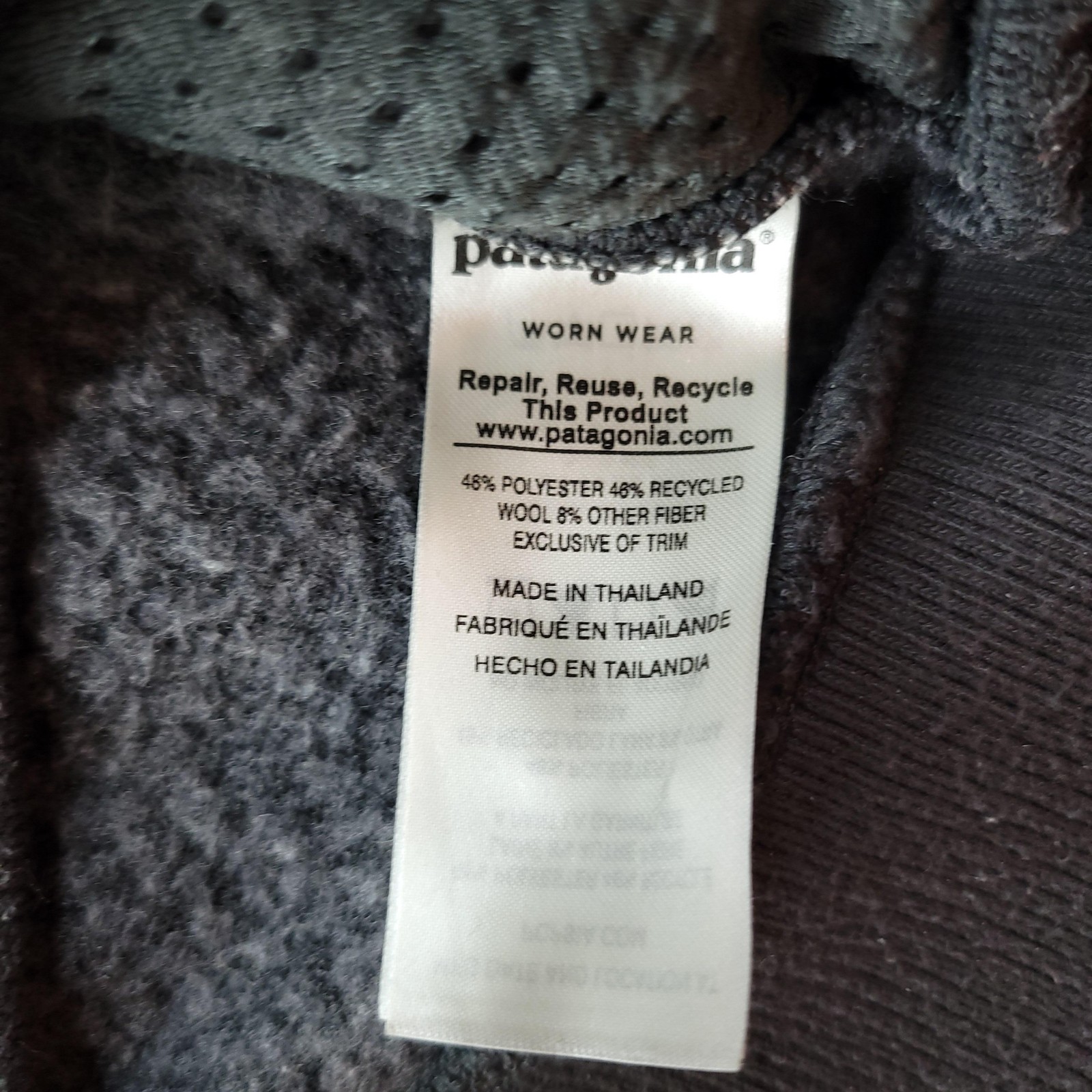 Patagonia Woolyester Fleece Jacket Mens Large Gray Full Zip Rib Knit Cuffs Hem thumbnail 4