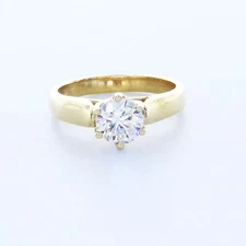 Solitaire Engagement Ring Trellis 14K Gold 1.19 CT Round Lab-Grown Diamond E SI1