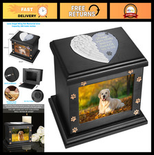 Pet Memorial Urns for Dogs Cats - Ashes Holder with Photo Frame, Keepsake Box