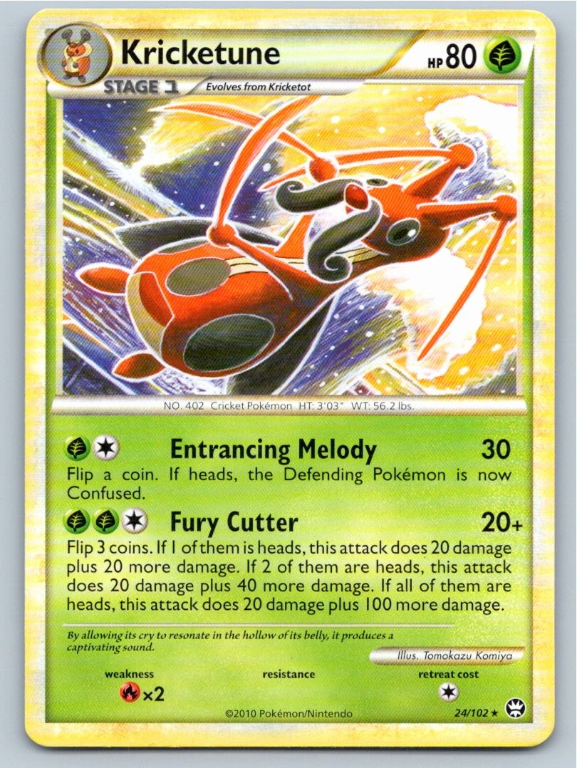 2010 POKEMON KRICKETUNE HGSS TRIUMPHANT 24/102 R NM A77852 FREE S&H