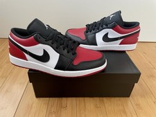 Air Jordan 1 Low Bred Toe Gym Red / White -Black  Size 10  553558-612