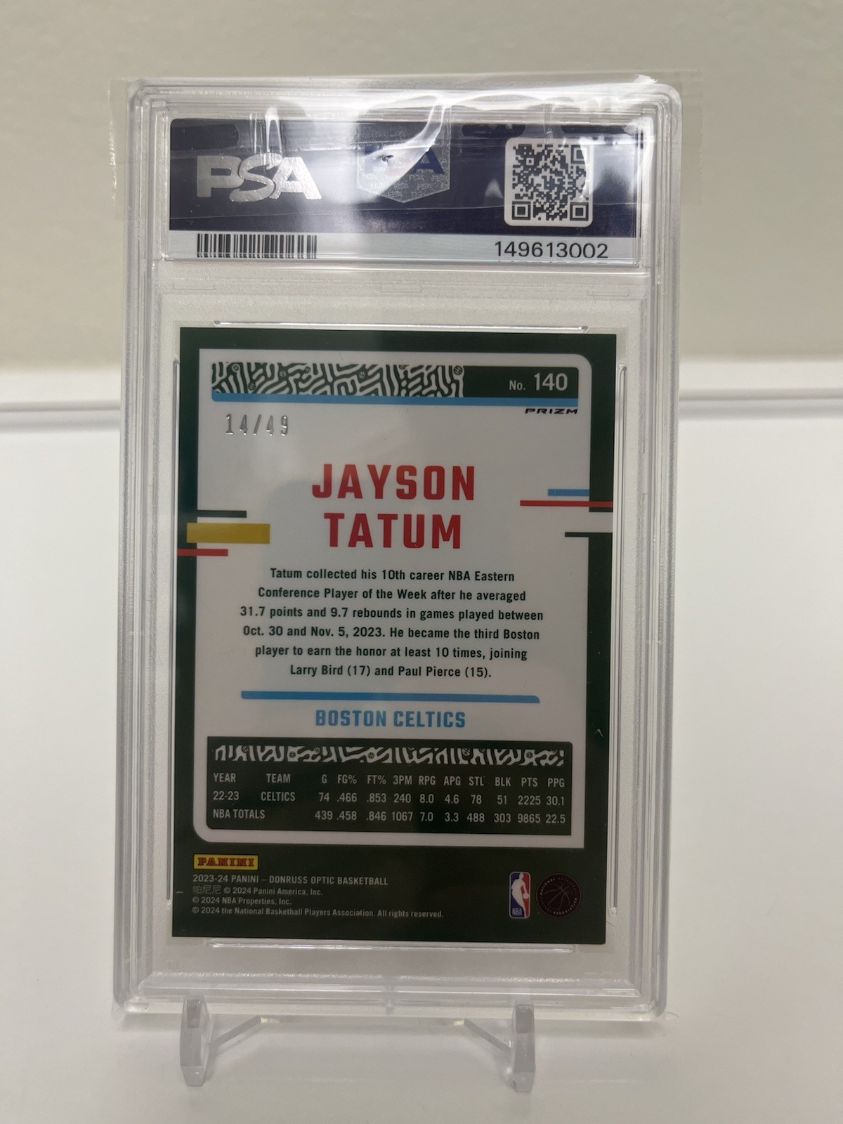 2023 Donruss Optic - Jayson Tatum Blue Prizm /49 PSA 9 🔥 Celtics 🍀 view 4