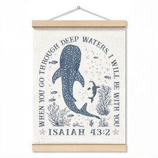 Trendy Whale Shark Christian Wall Decor, When You Go Through Deep Waters I Wi...