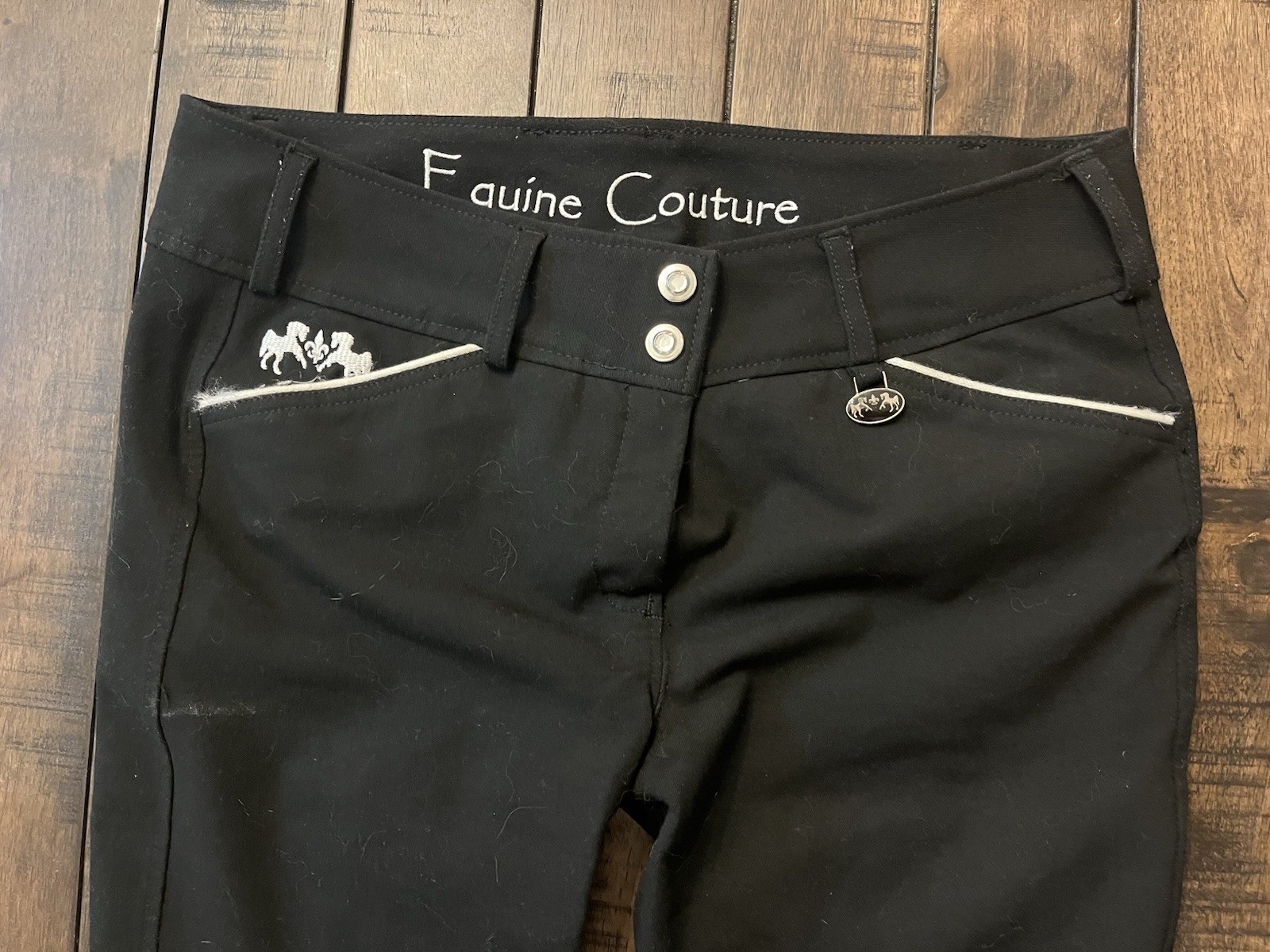 Equine Couture Knee Patch Horseback Riding Breeches Black Women Size 28R