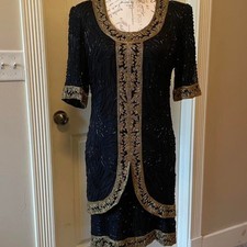 Unbranded Women's Black and Gold Dress