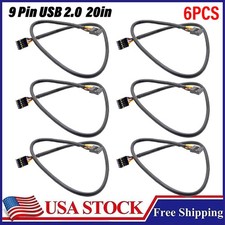 6PCS USB 2.0 Internal Motherboard Header Cable USB 9pin Female to Female 20in