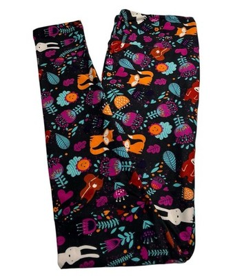 LuLaRoe Leggings OS One Size FALL Autumn BLACK Bunny Bear Squirrel FOX Animal