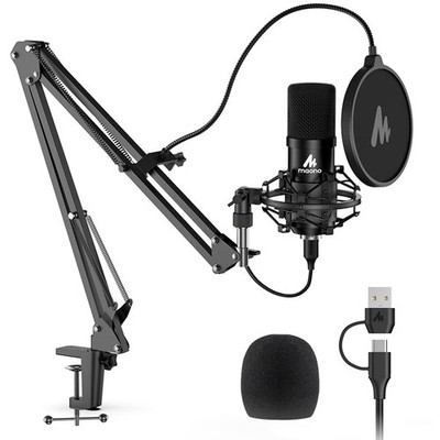USB Microphone, 192KHZ/24Bit Plug & Play PC Computer Podcast Condenser Cardio...