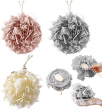 3 PCS Bar Soap Loofah Pouch, New 2 in 1 Drawstring Loofah Soap Holder, Exfoliati