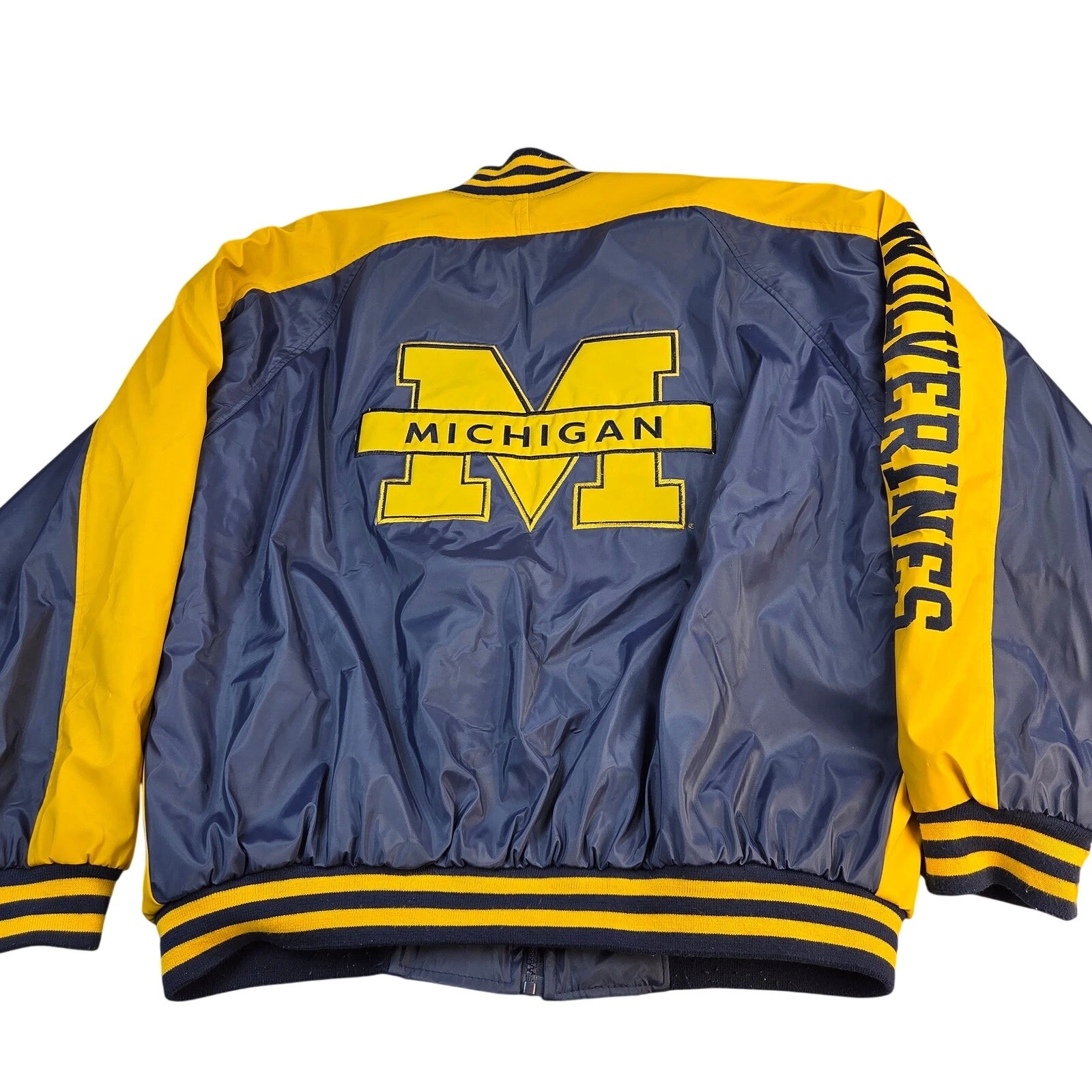 Steve & Barry's Michigan Wolverines Varsity Bomber Jacket Mens XL Navy Gold - product detail image 2
