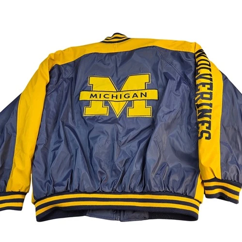 Steve & Barry's Michigan Wolverines Varsity Bomber Jacket Mens XL Navy Gold image 2