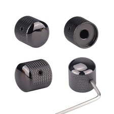4Pcs Metal Guitar Knobs Black Volume Tone Speed Control Dome Knob with Allen ...