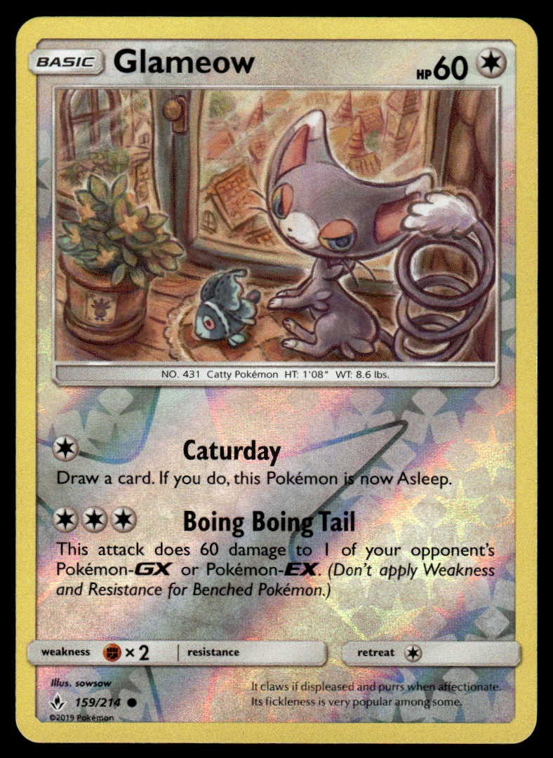 POKEMON GLAMEOW UNBROKEN BONDS 159/214 REVERSE HOLO C NM/M