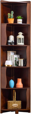 5-Tier Bamboo Corner Shelf - Stylish Space-Saving Rack in Dark Walnut