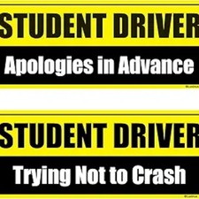 Student Driver Magnet for Car - 2-Pack Reflective Funny Magnetic Bumper Sticker
