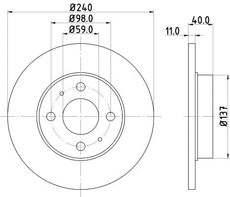 Juego de discos de freno delanteros y traseros Hella 50117PRO para FIAT PALIO OEM Foto 4 de 4