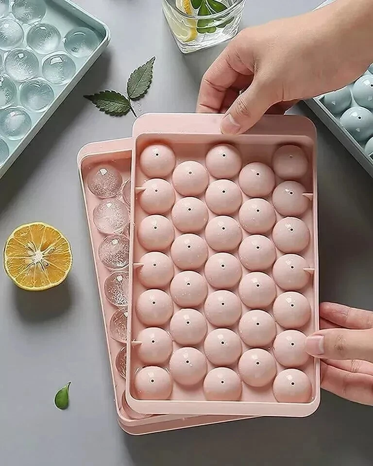 Ice Cube Tray with Lid - 33 Grids Round Ice Ball Maker Mould Easy Release - Image 4 of 4