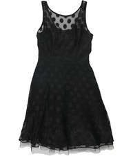 Betsey Johnson Womens Polka Dot Cocktail Dress, Black, 2