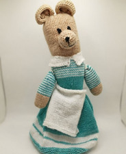 Large 20" Hand Knitted Teddy Bear Plush Doll 50cm Stuffed Animal Dress Apron