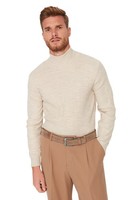 Herren Rollkragenpullover Beige M Eu, Einfarbig Sweatshirt, Trendyol