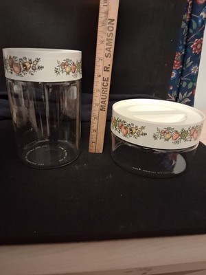 Vintage Spice Of Life See and Store Canisters Set Of 2 With Lids PYREX