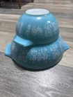 Vintage Pyrex Amish Butterprint Turquoise White Cinderella Mixing Bowls set of 2