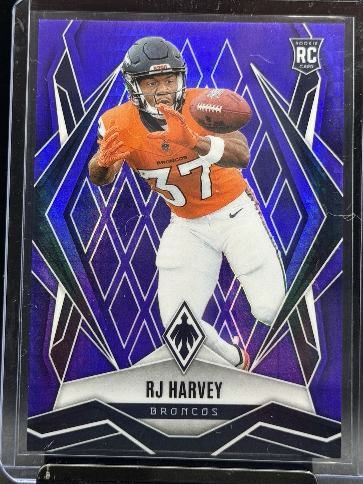 2025 Panini Phoenix - Rookies RJ Harvey #176 Purple Hyper /249 (RC)